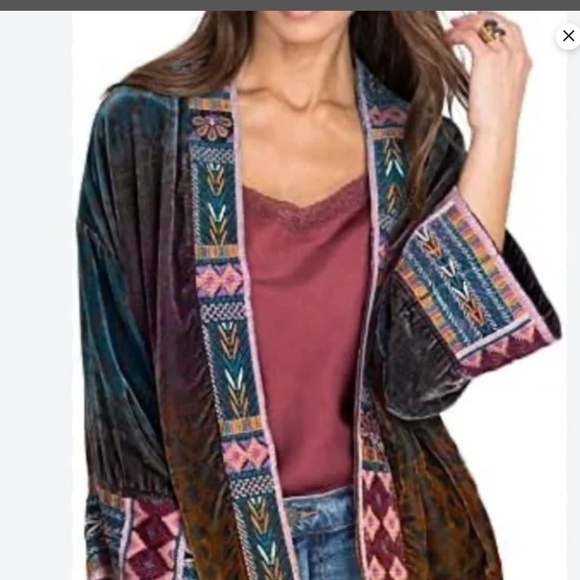 NWT Johnny Was embroidered Ombre Cheetah velvet kimono jacket Small - Picture 1 of 14